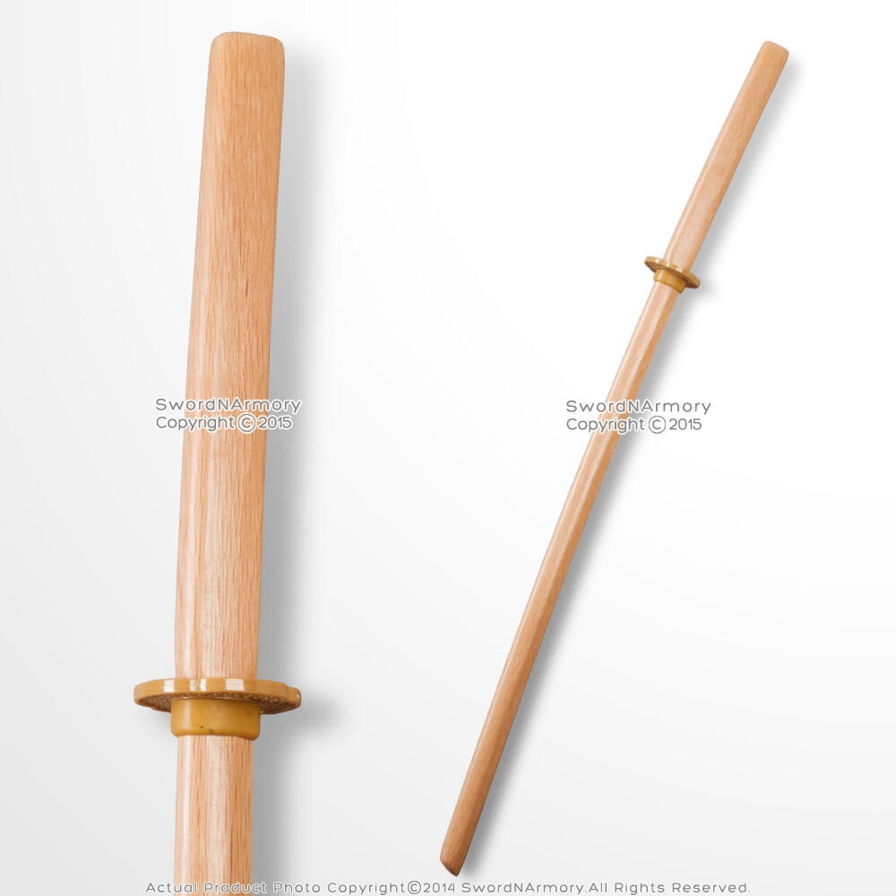 Set of 2 40/" Natural Wood Color Wooden Bokken Practice Sword Training Samurai