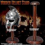 17" Solid Wooden Display Stand for Medieval Helmet Roman Viking Armor Round Base