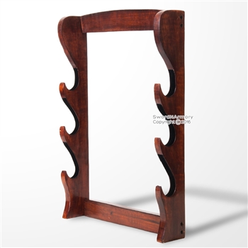 Wall Mounted 3 Tier Solid Mango Wood Padded Samurai Katana Sword Weapon Stand