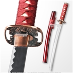 24" Wakizashi size Japanese Style Samurai Sword Short Katana Decoration Red Saya