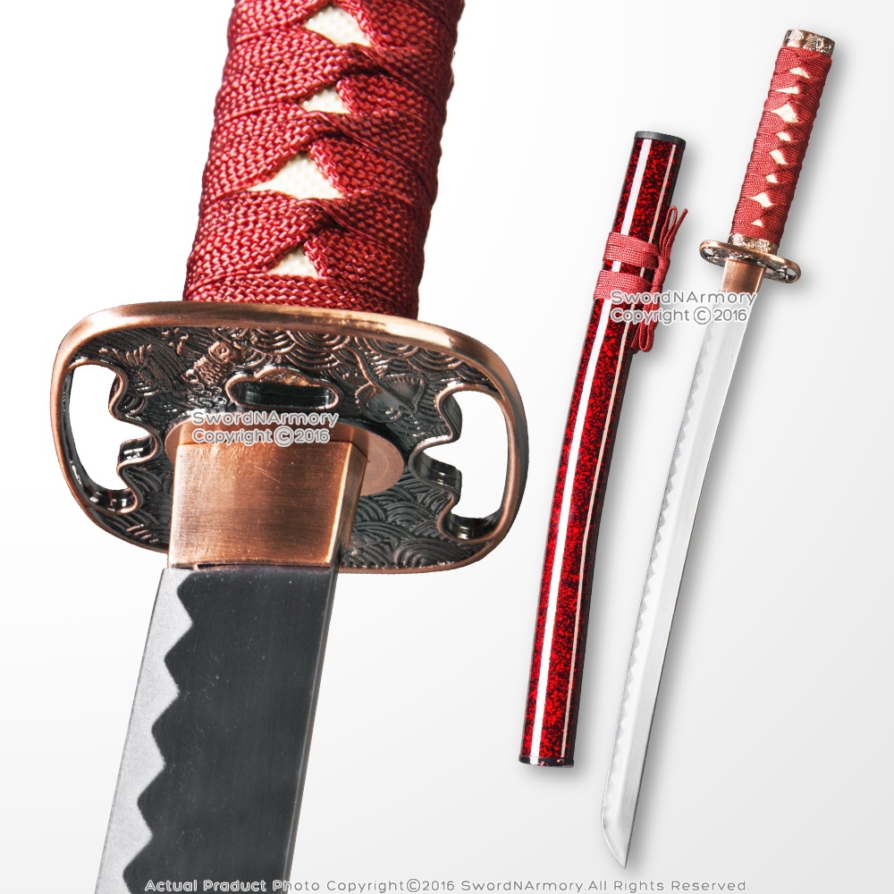 24 Wakizashi size Japanese Style Samurai Sword Short Katana Decoration Red  Saya