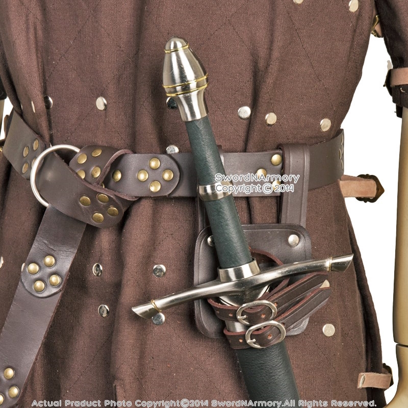 Medieval Renaissance Frog Black Genuine Leather Rapier Sword Belt Holder LARP